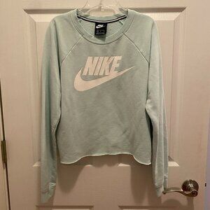 Nike Mint Green Raw Hem Sweatshirt - Size Medium